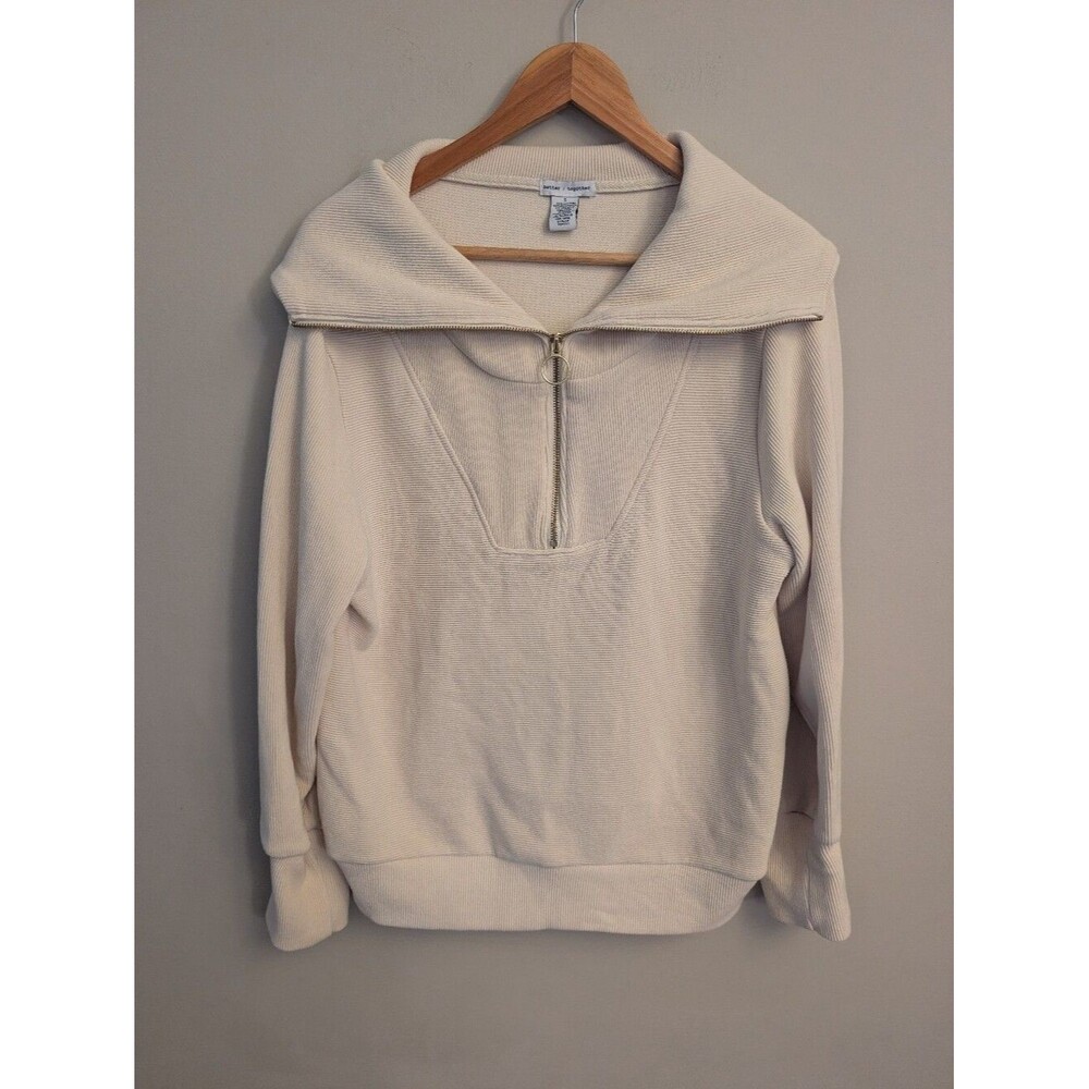 Better Together Cream Quarter-Zip Pullover Sweater Size S
